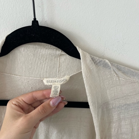 Eileen Fisher Tan Cardigan Sweater Linen - Picture 2 of 7